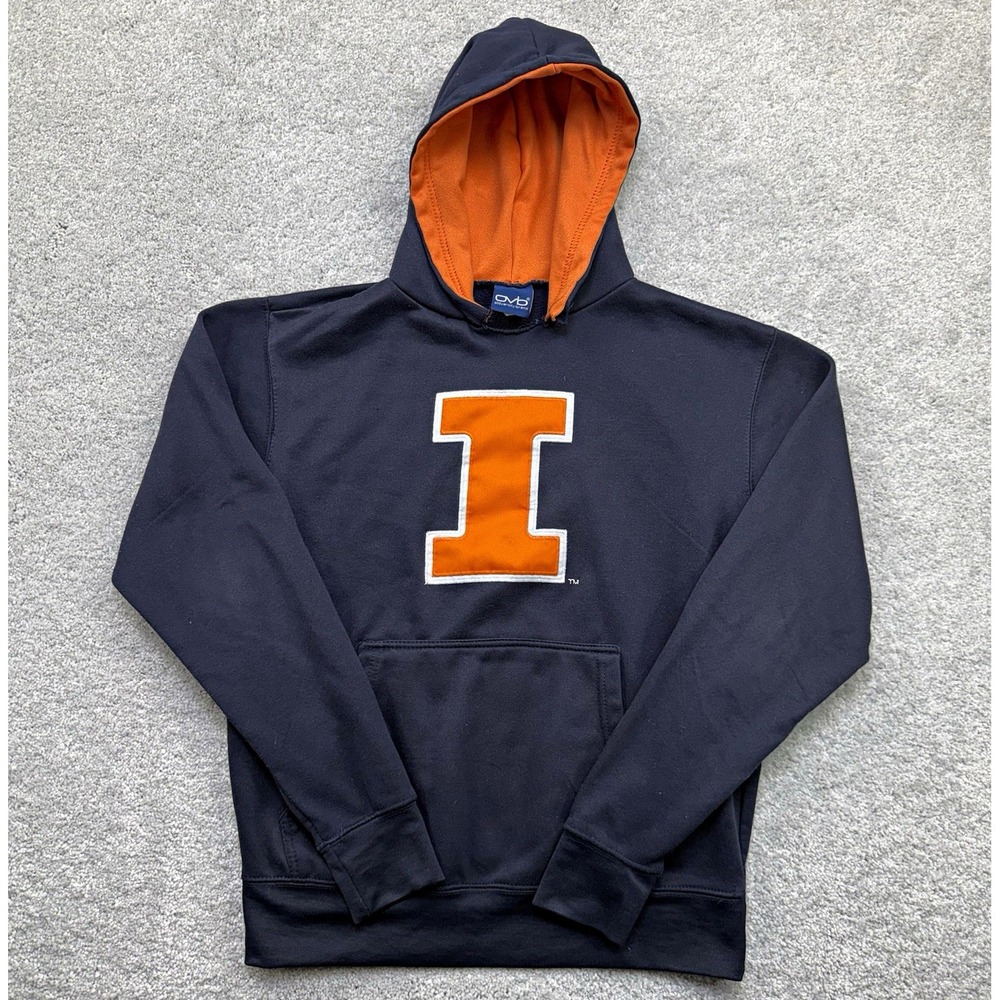 University of Illinois Fighting Illini Hoodie Womens Medium Navy Orange OVB